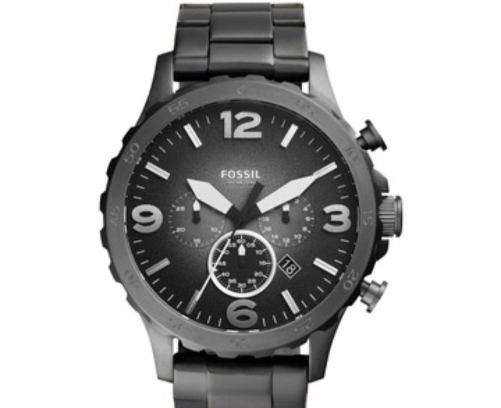 Fossil Nate Stainless Steel Chronograph Watch Color Smoke JR1437